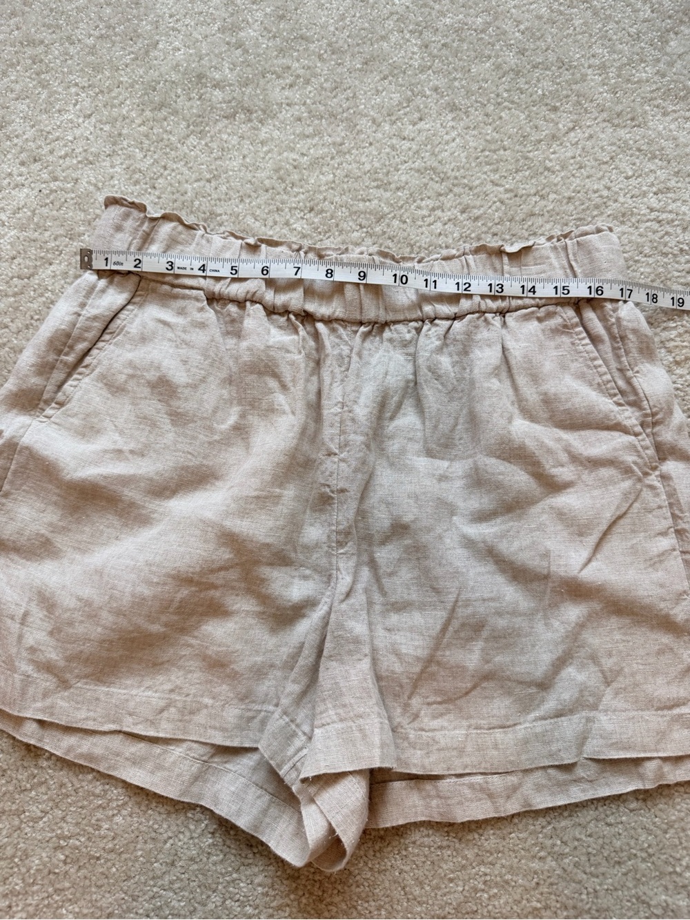 J.Crew Tropez 100% Linen Pull-On Shorts Natural Oatmeal Beige Size Large - Picture 10 of 11